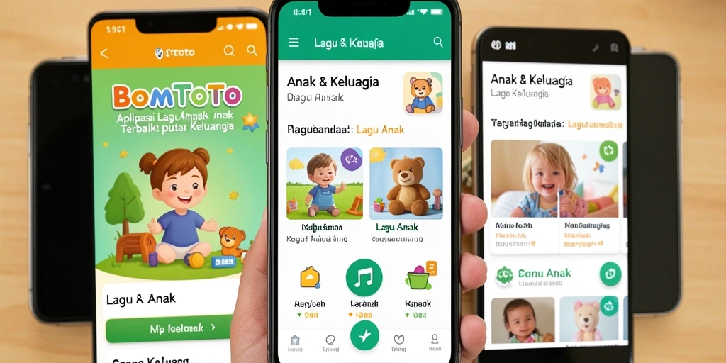 Screenshot antarmuka menarik dari aplikasi BOMTOTO untuk lagu anak.