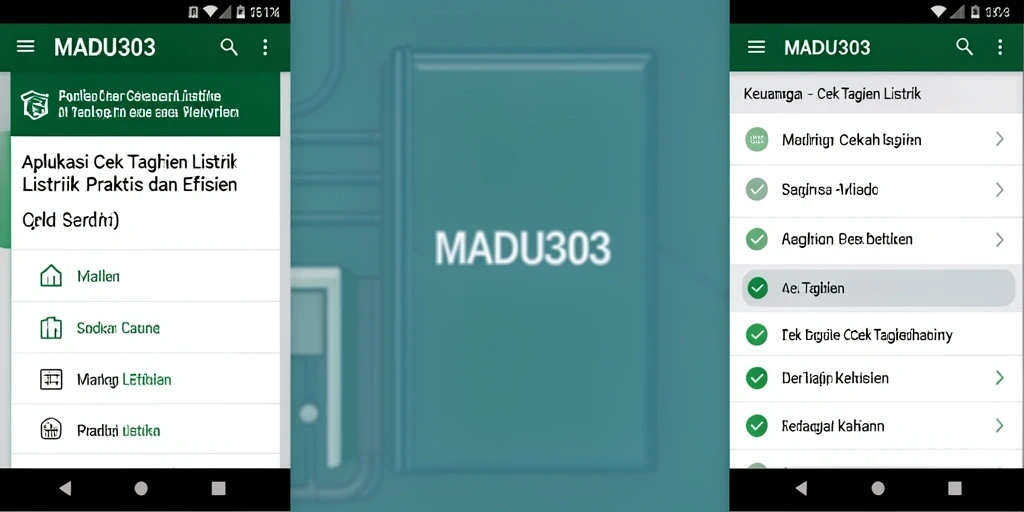 Antarmuka aplikasi MADU303 untuk cek tagihan listrik yang sederhana.