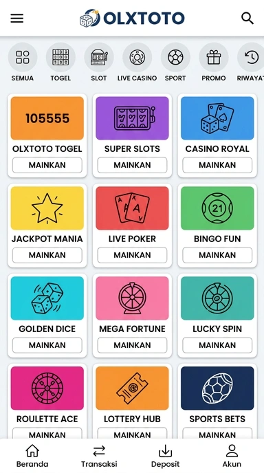 Tampilan katalog aplikasi olxtoto