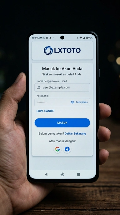 Tampilan halaman login olxtoto